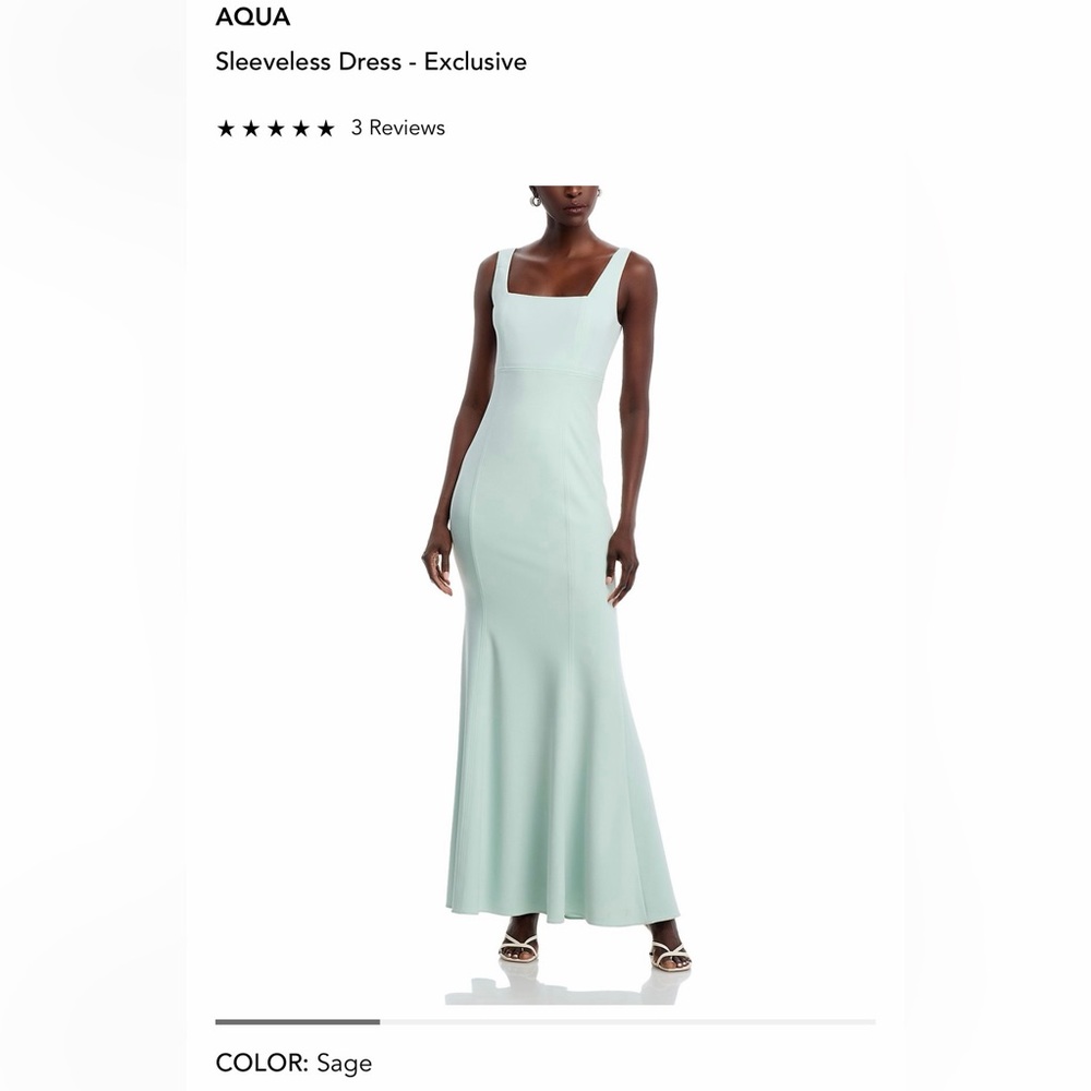 AQUA Elegant Mint Sage Green Sleeveless Evening Gown